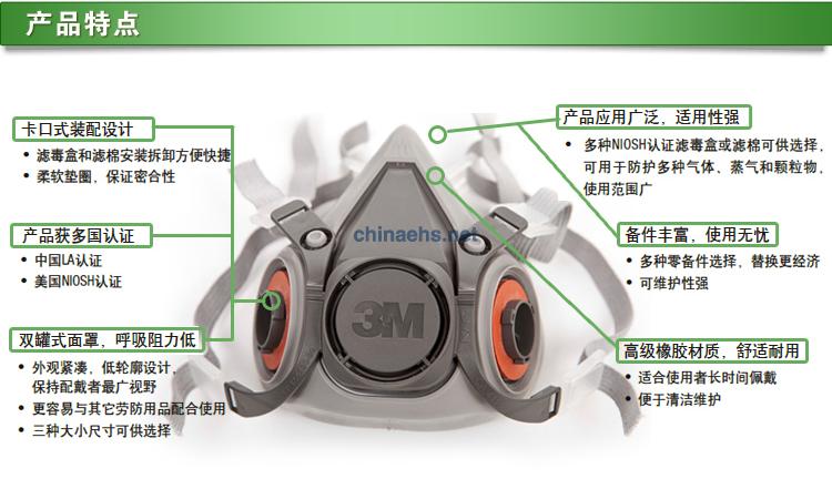 3M6200 防毒面罩特點